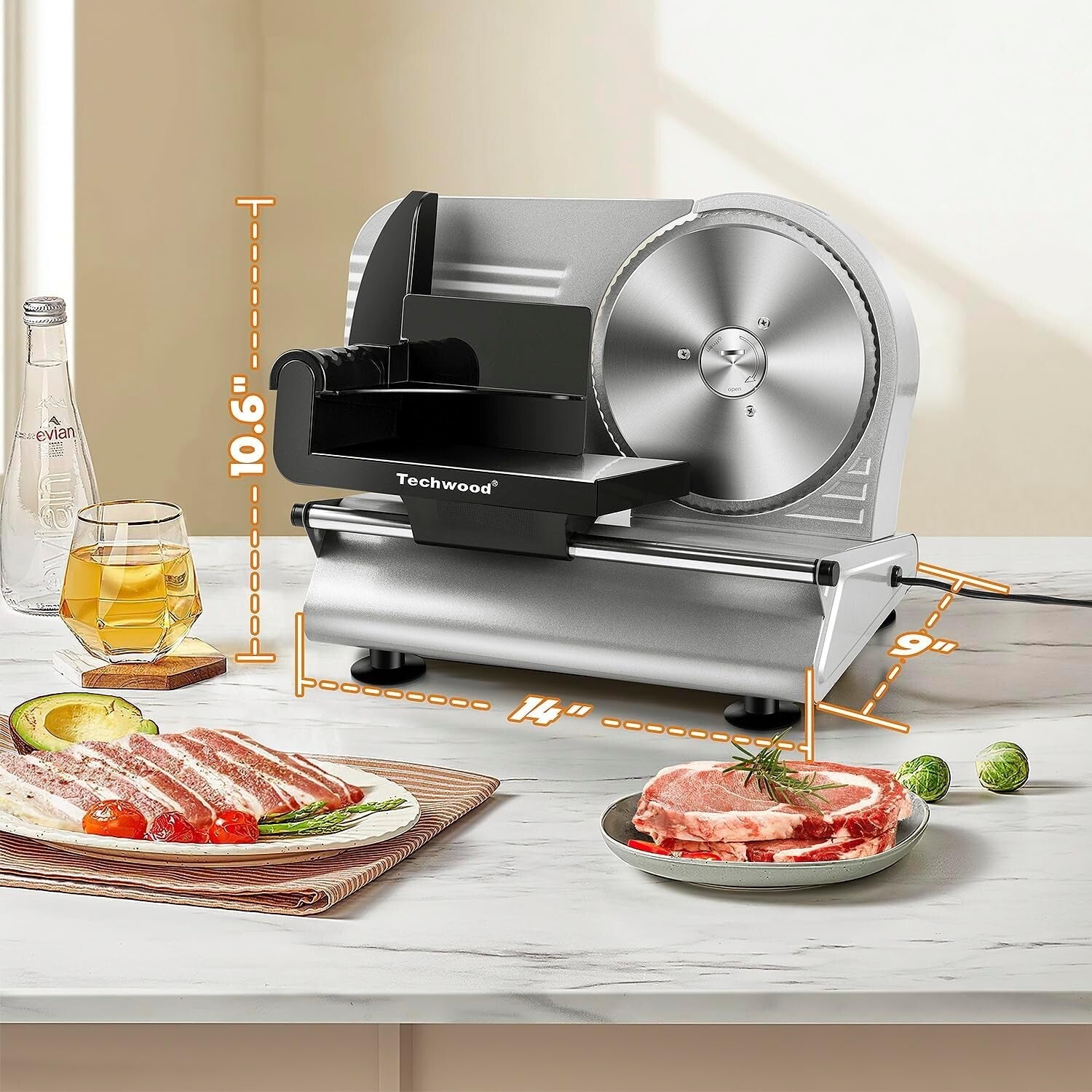 Portable 150W Electric Food Slicer - 7.5" Stainless Steel Blades for Any Kitchen