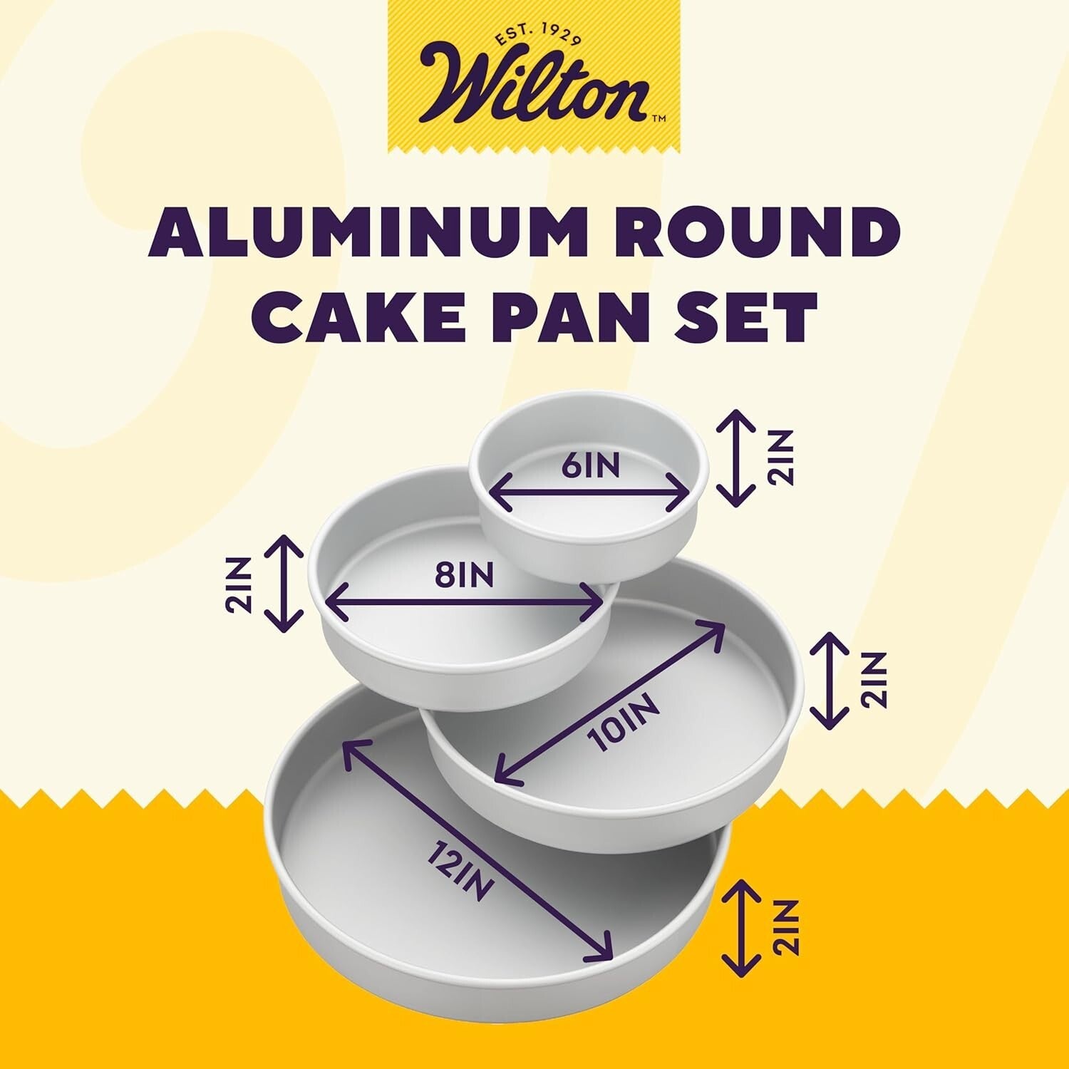 Non-Stick Aluminum Cake Pans - 4 Piece Round Baking Set for Easy Layering