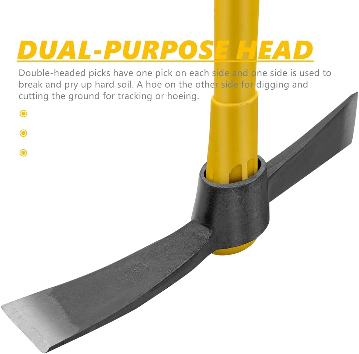 36" Ergonomic Heavy-Duty Garden Mattock with Forged Steel for Efficient Digging