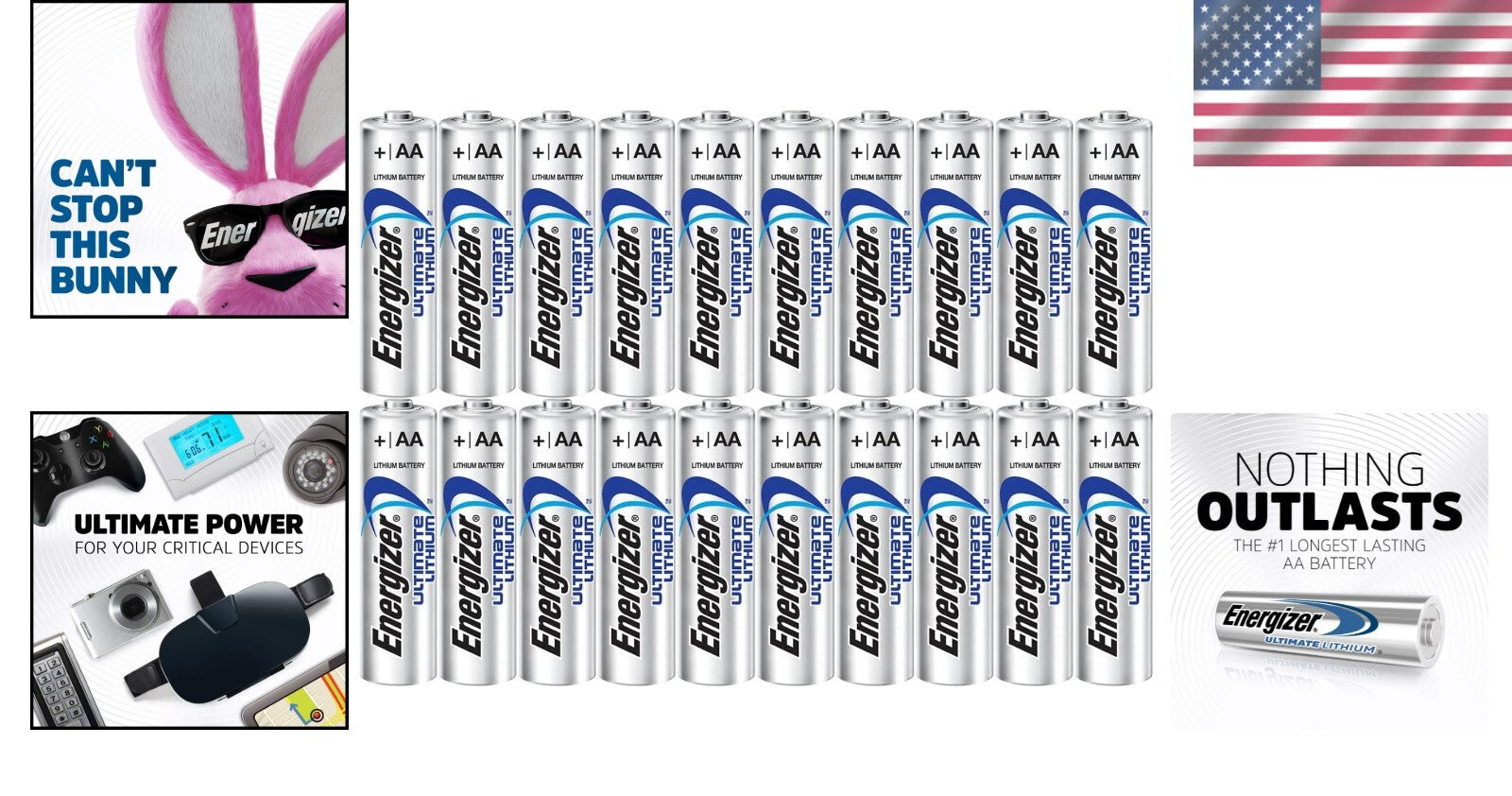 20-Pack Ultimate Lithium AA Batteries - Long-Lasting Power for Cameras & GPS