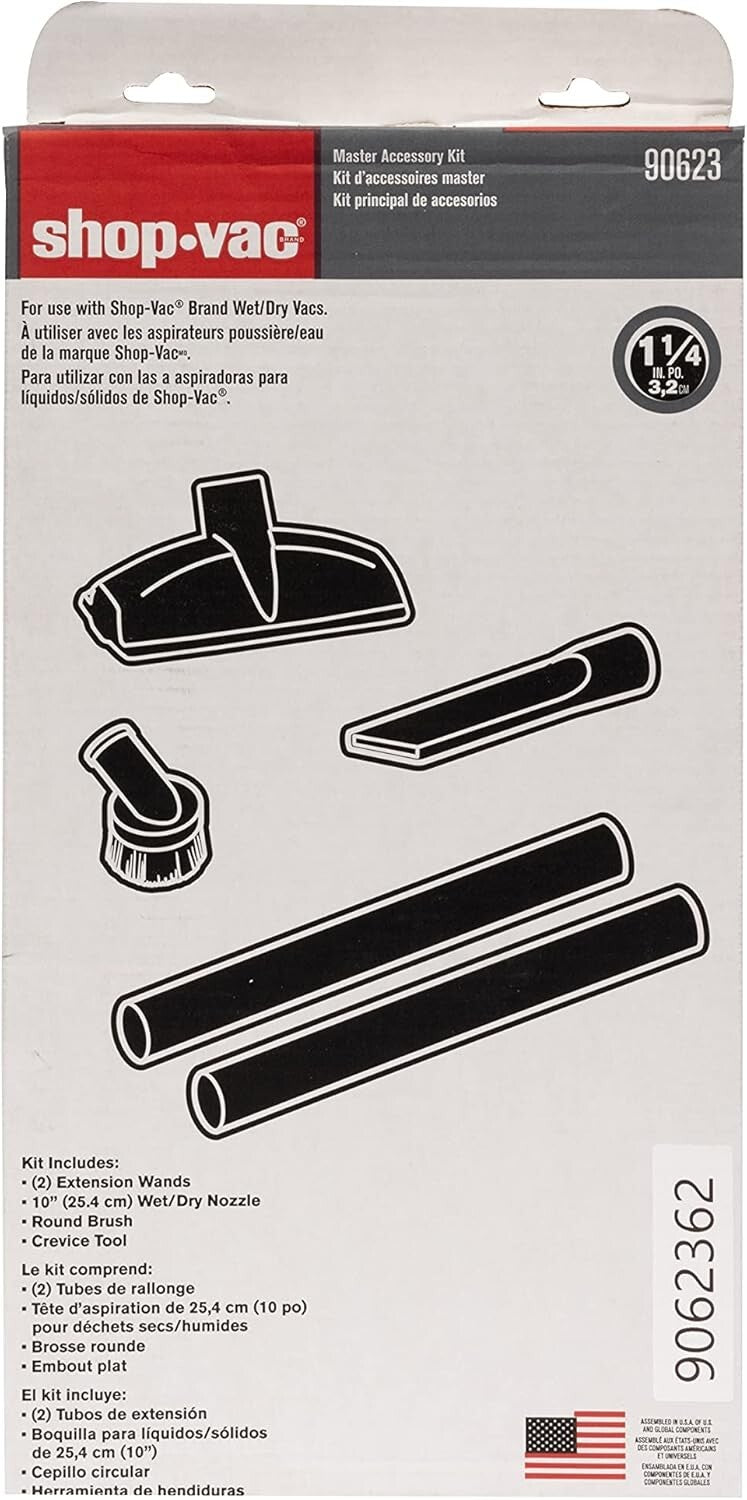 Durable 5-Piece Vacuum Accessory Kit - 1.25" Hose Compatible Extensions & Tools