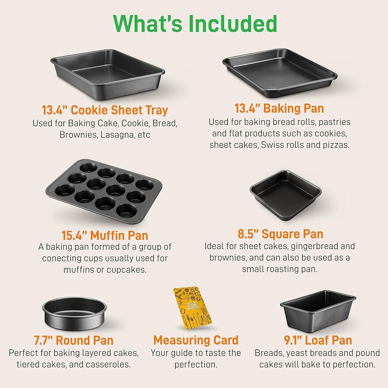 Black Carbon Steel 6-Piece Bakeware Set - Nonstick & Heat Resistant to 446°F