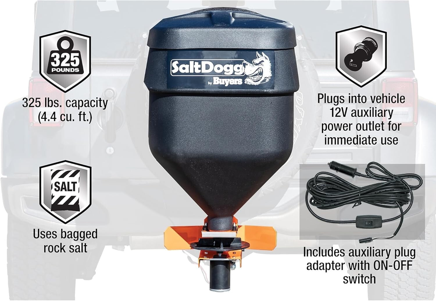 Buyers Products 4.4 Cu Ft Tailgate Salt Spreader for Efficient Winter Management