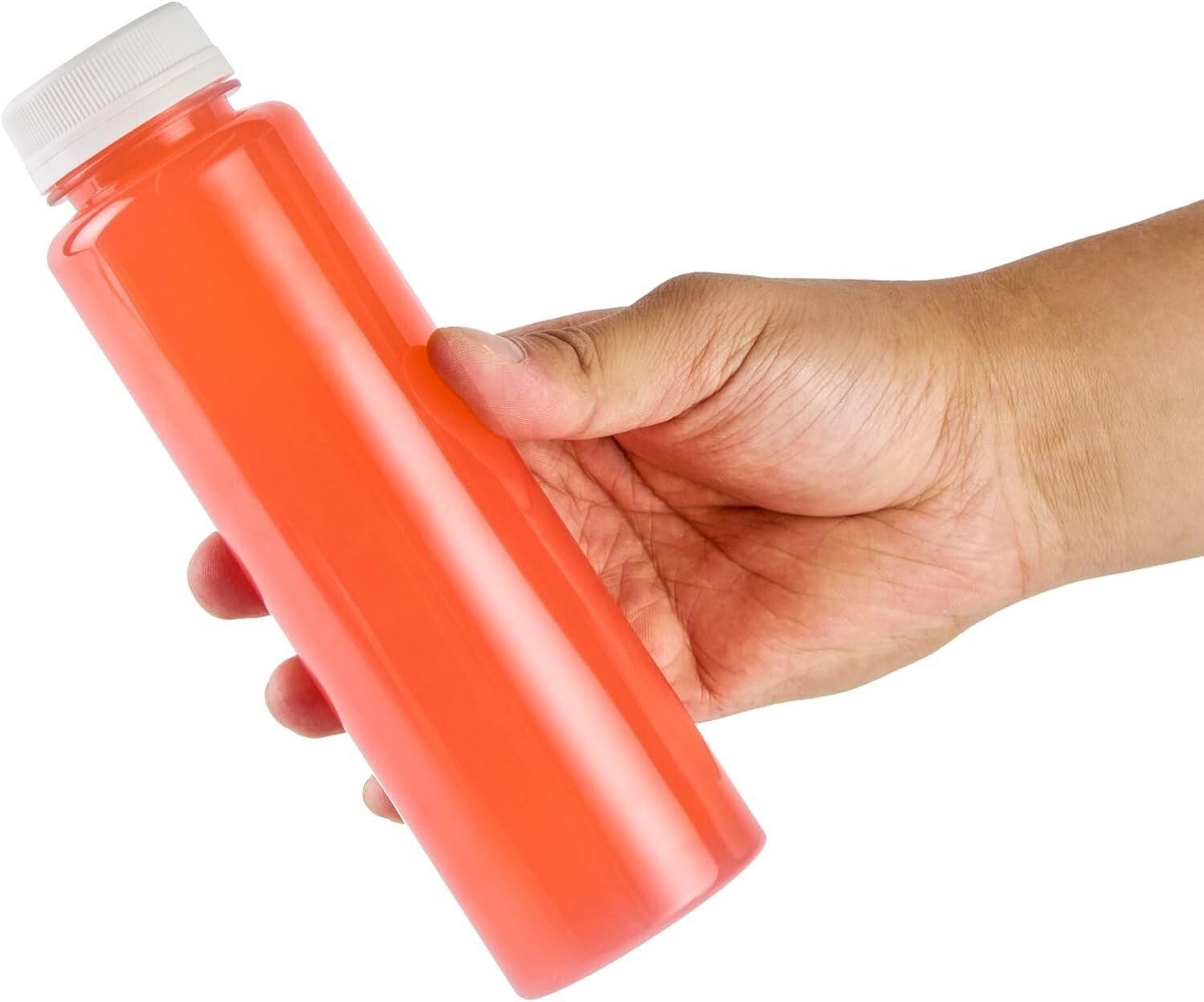 100 Recyclable 12 Oz Plastic Juice Bottles with Tamper-Evident Safety Caps