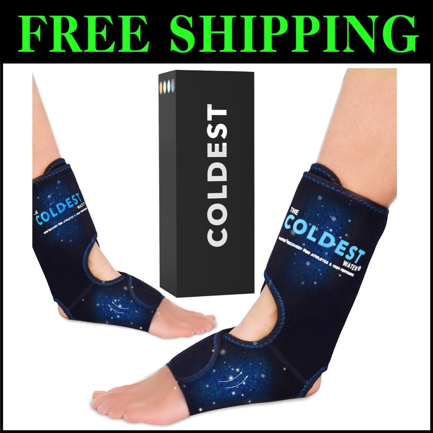 Cold Therapy Ankle Ice Wrap with 2 Gel Packs - Ideal for Injuries & Recovery