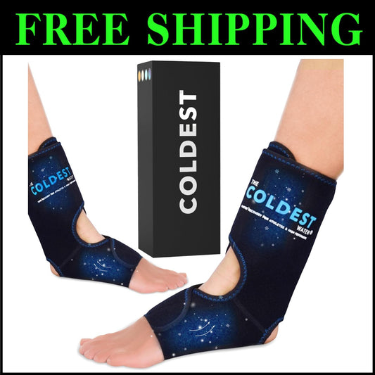 Cold Therapy Ankle Ice Wrap with 2 Gel Packs - Ideal for Injuries & Recovery