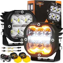 Load image into Gallery viewer, 3 Inch 84W LED Pods with Amber Fog Light &amp; Turn Signal - 9600LM Spot Flood Combo
