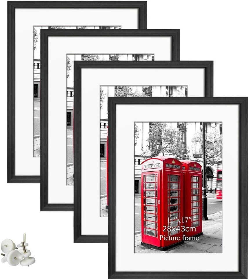 Classic Rectangular Black Frames - Set of 4, Perfect for Home Gallery Displays