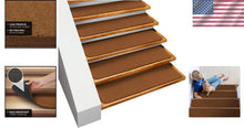 Load image into Gallery viewer, Comfort &amp; Safety: Set of 15 Non-Slip Toffee Brown Carpet Treads - 8" x 27"