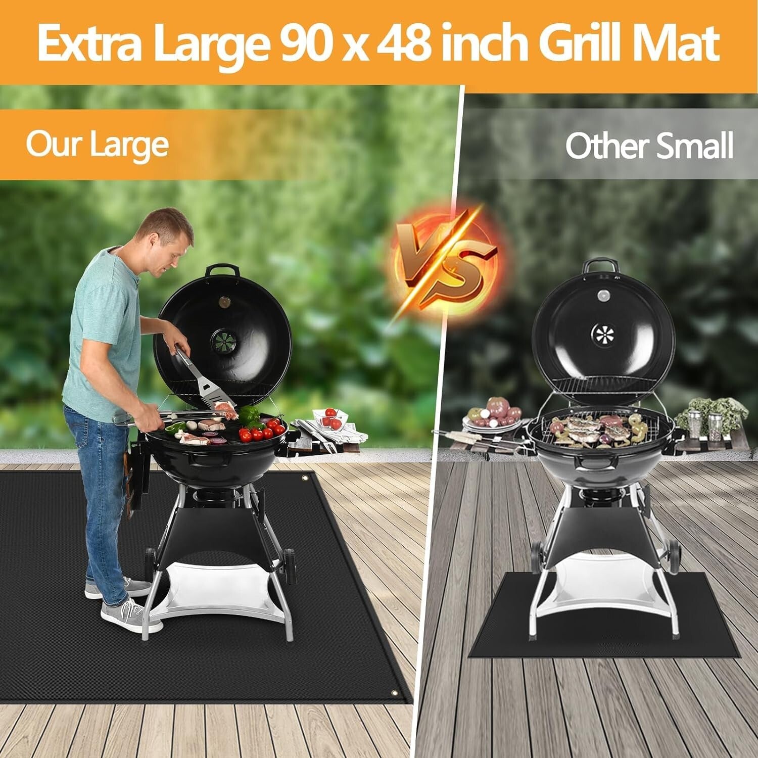 Fireproof and Easy-Clean 90x48 in Grill Mat - Perfect for Outdoor Grilling