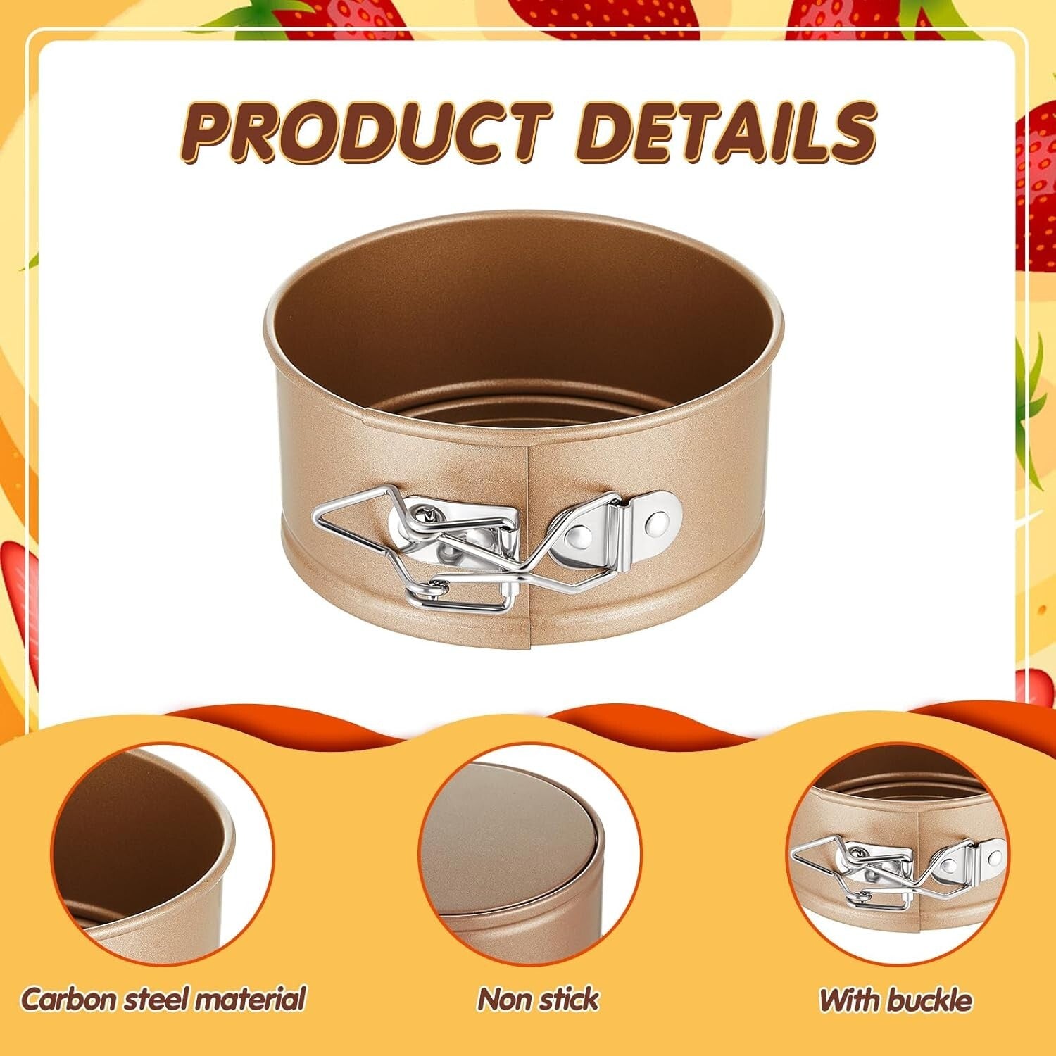 12 Pcs Gold Mini Springform Pans - 4 Inch Nonstick Cake Molds for Desserts