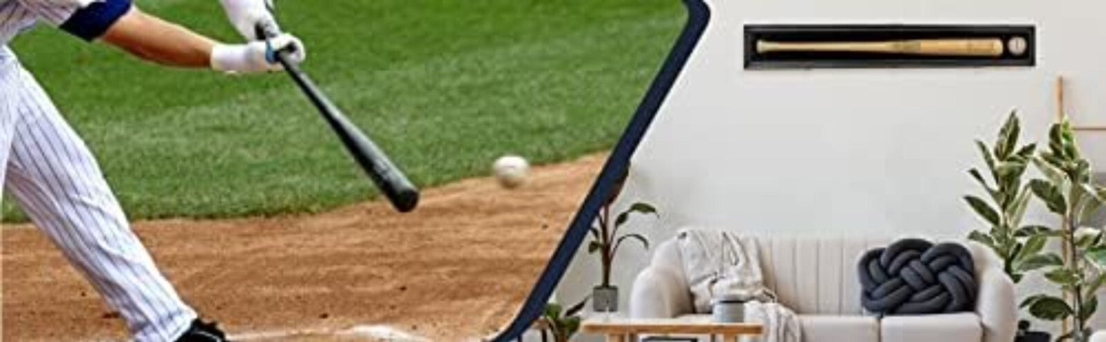 Ultra Clear Acrylic Baseball Bat Holder with Lock - Beechwood Frame Display Case