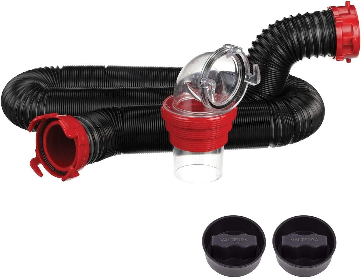 15-Foot Heavy-Duty RV Sewer Hose Kit with ClearView Adapter for Easy Draining