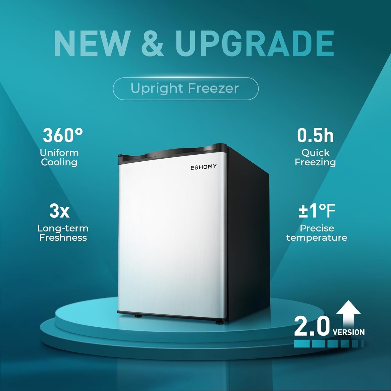 Energy-Saving Compact Freezer with Reversible Door - Ideal for Homes & Offices