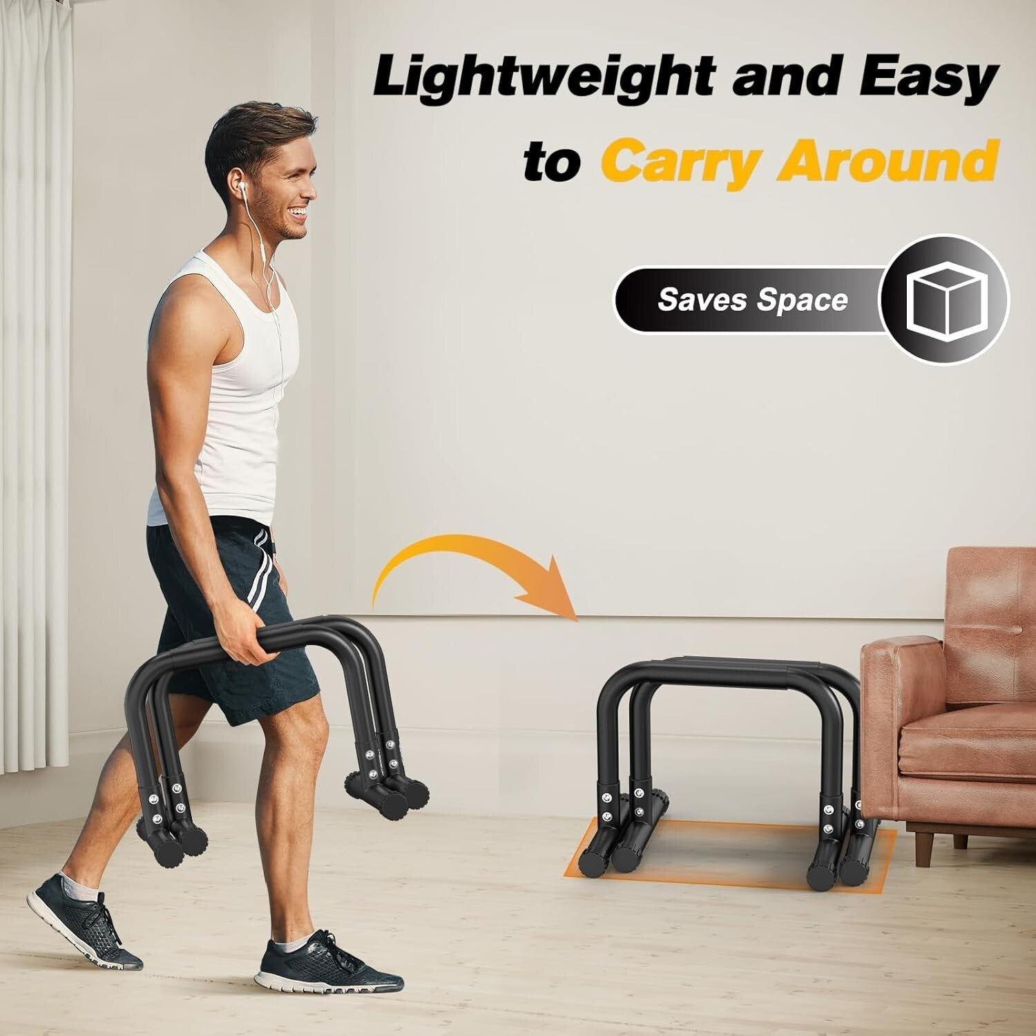 Adjustable Height Dip Bar Station - Fitness Workout Equipment for Home Training