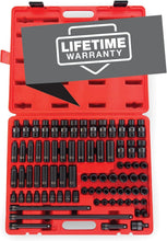 Load image into Gallery viewer, Durable 3/8 Drive Impact Socket Set - 80 Pieces, SAE/Metric with Universal Joint