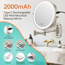 Load image into Gallery viewer, 8-Inch Lighted Bathroom Makeup Mirror - Double-Sided 1X &amp; 10X with Touch Dimming