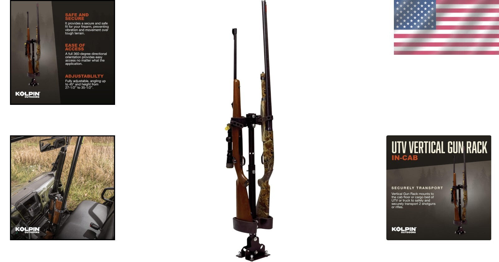 Adjustable UTV Gun Rack - Heavy-Duty Secure Mount for Safe Firearm Storage