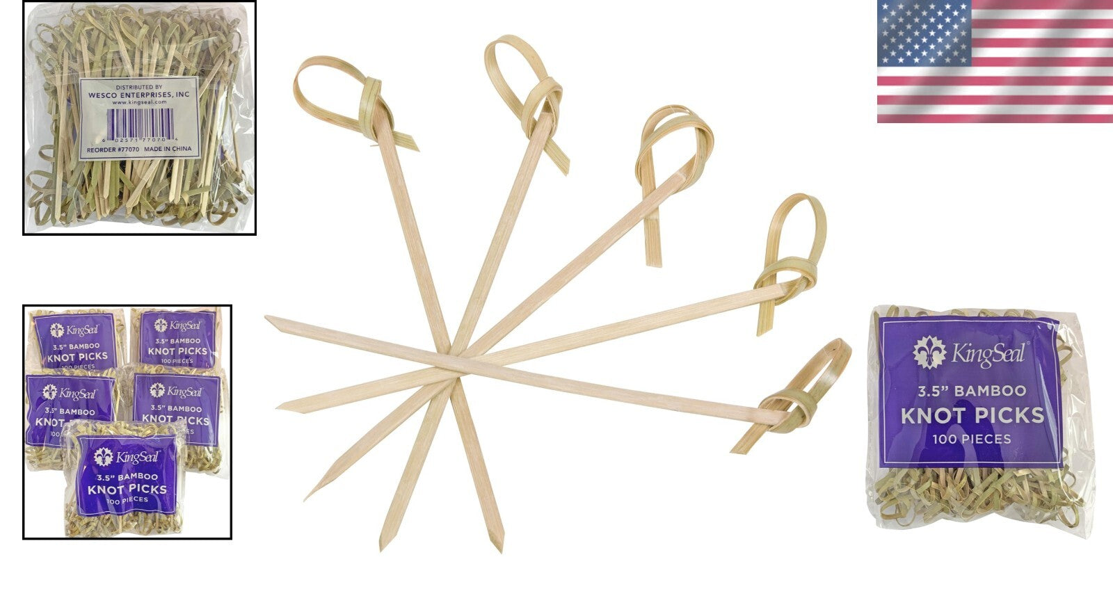 Bulk Pack of 1000 Bamboo Flower Knot Picks - Perfect for Appetizers & Cocktails