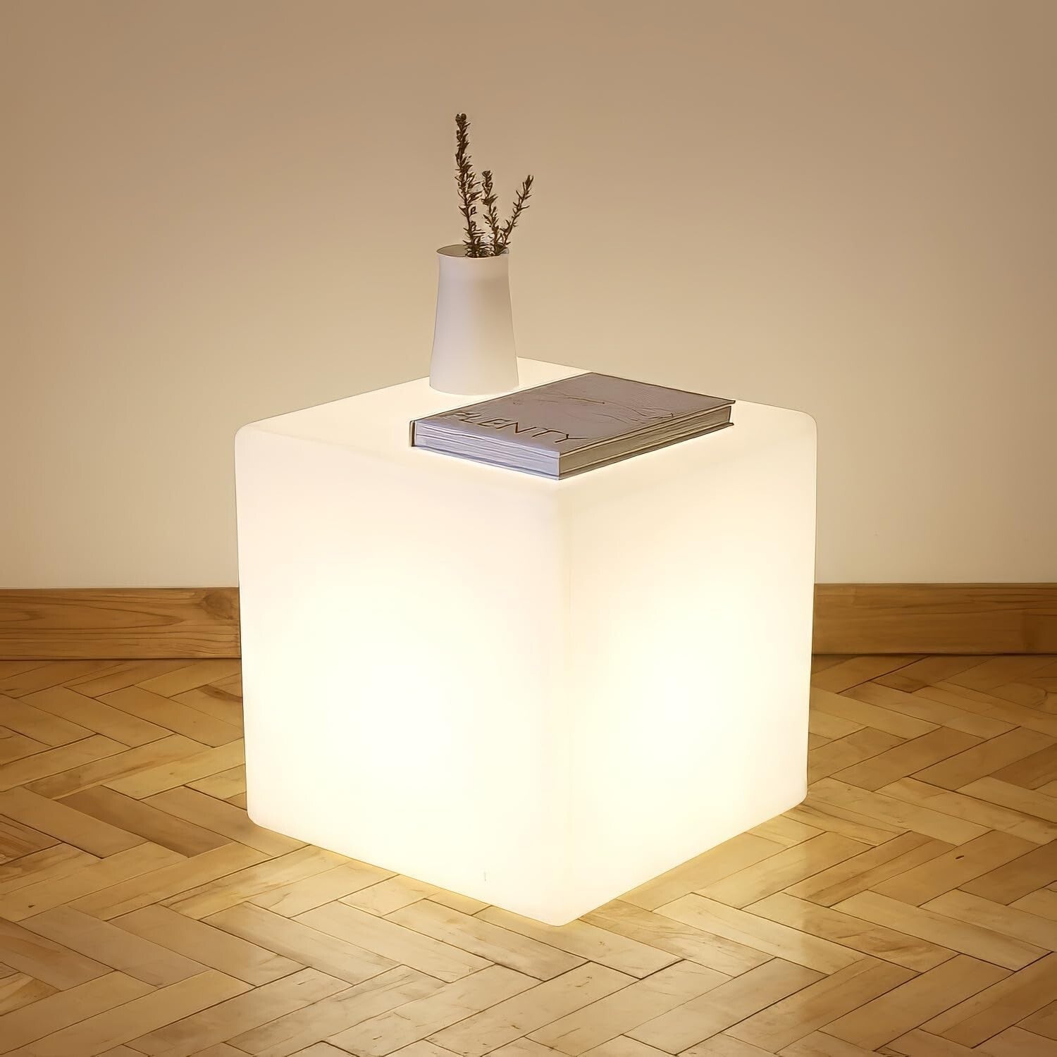 Rechargeable 14-Inch LED Cube Light - Mood-Enhancing Stool/Table for Any Event