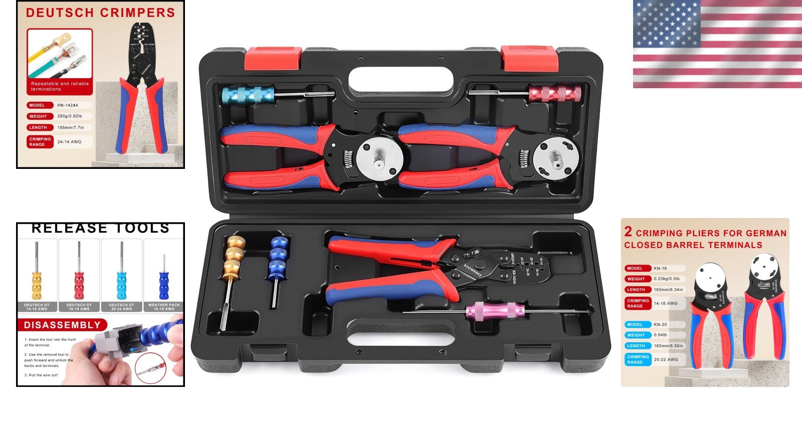 Complete Automotive Wiring Kit with Crimpers and Terminal Removal Tools - 8PCS