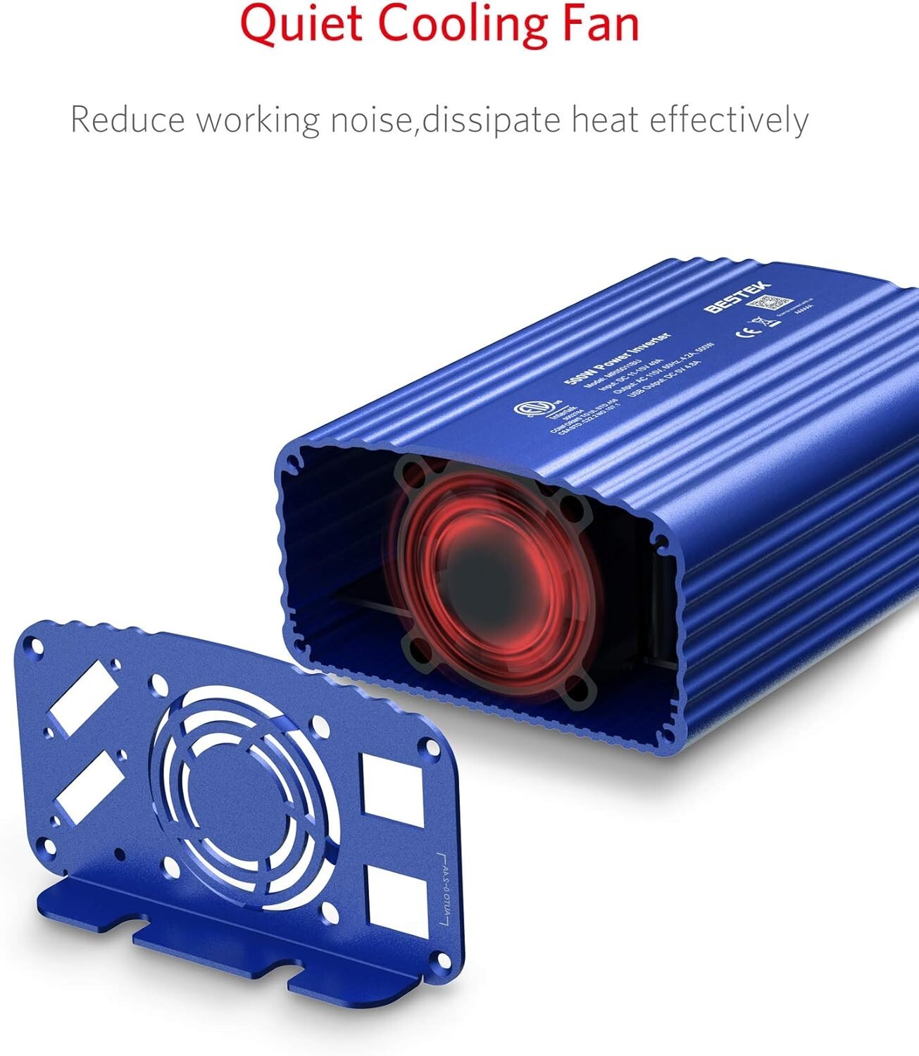 500W Power Inverter with Smart Cooling Fan - Safe, Quiet, and Compact Design