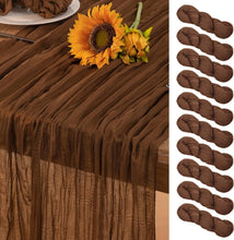 Load image into Gallery viewer, Premium Sheer Brown Cheesecloth Table Runners Set of 10 - Perfect for Weddings