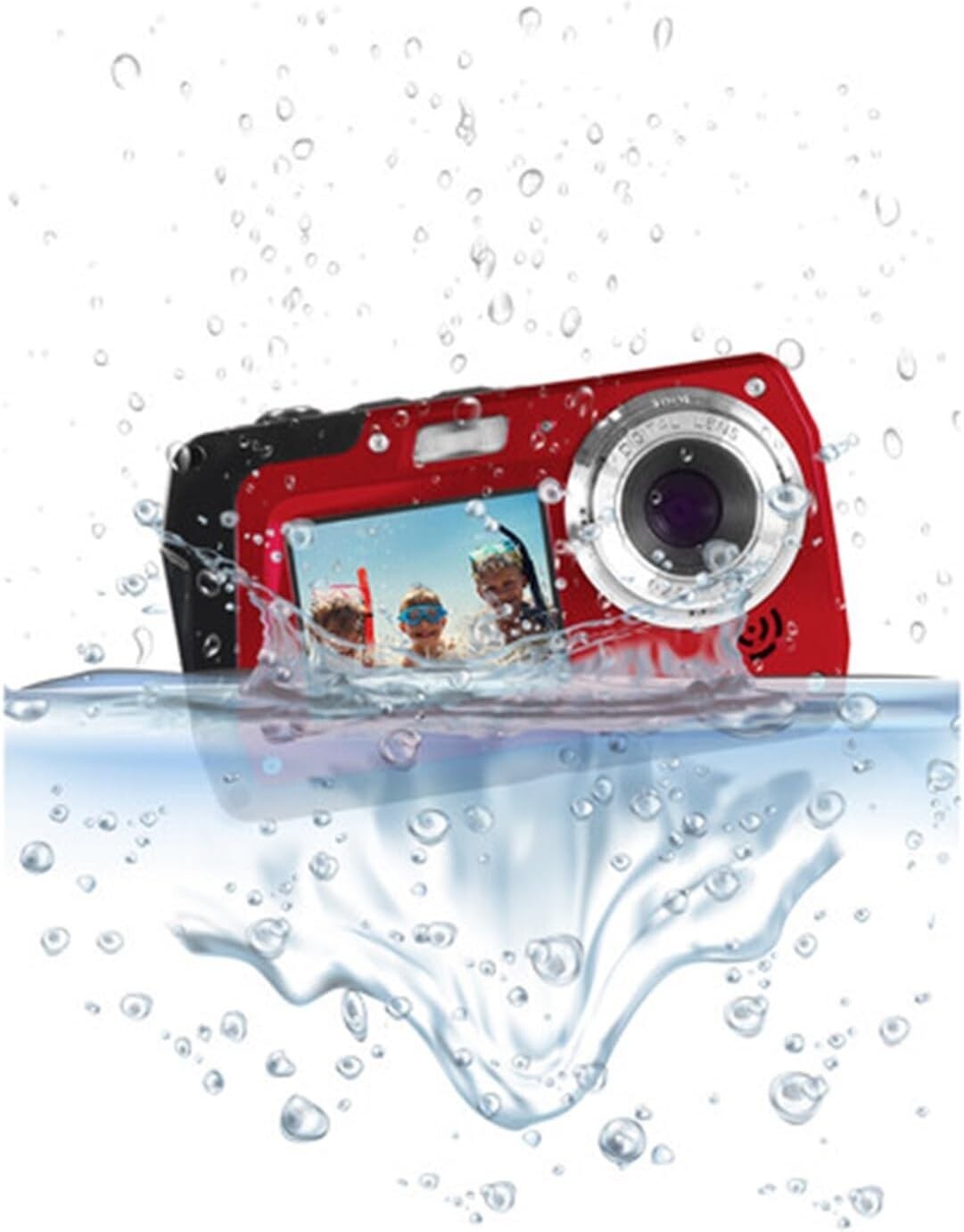 48MP Waterproof Digital Camera with Dual LCD Screens - 2.7K Video Capture