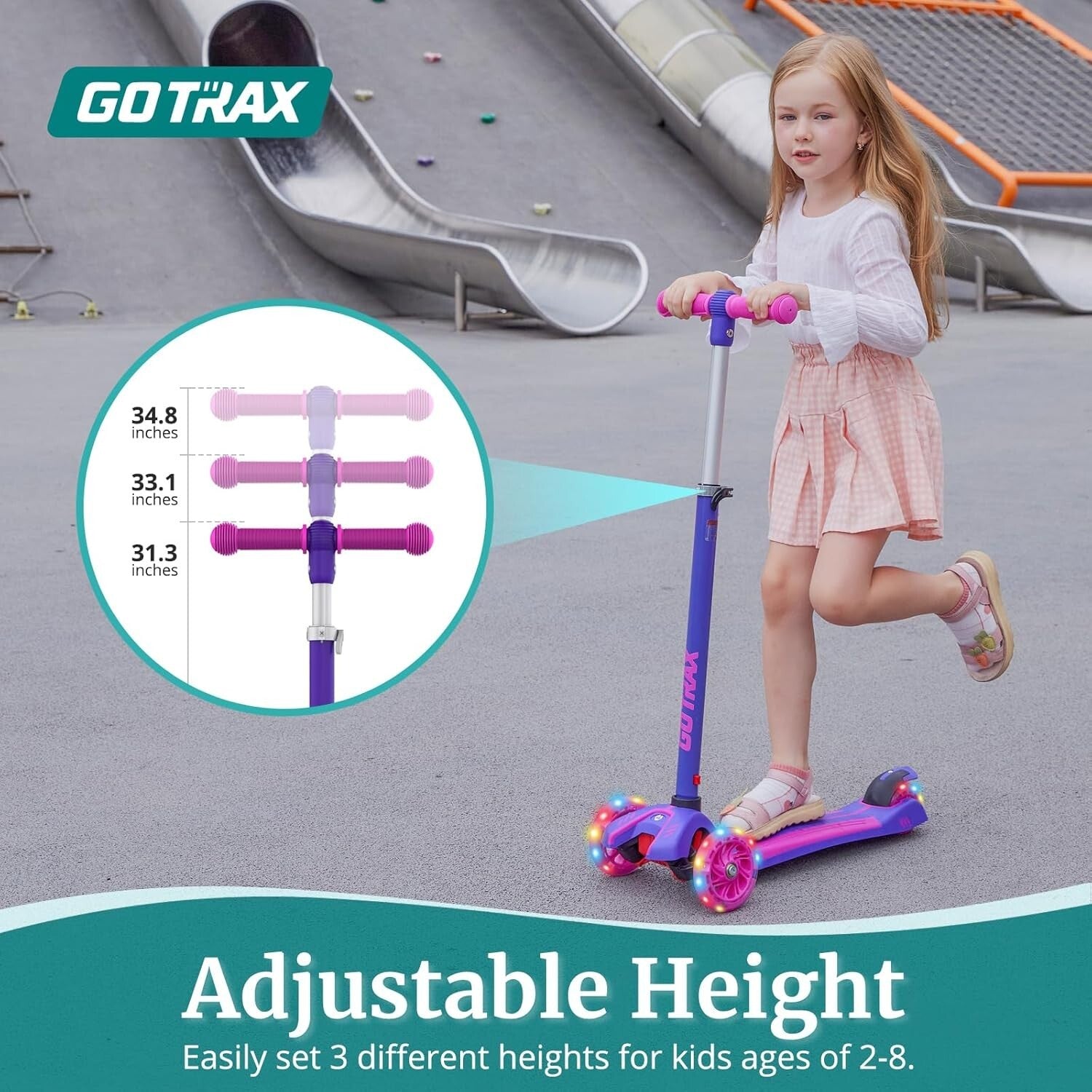 Exciting LED Lighted Kids Kick Scooter - Ideal for Ages 2-8 and Up to 100 lbs