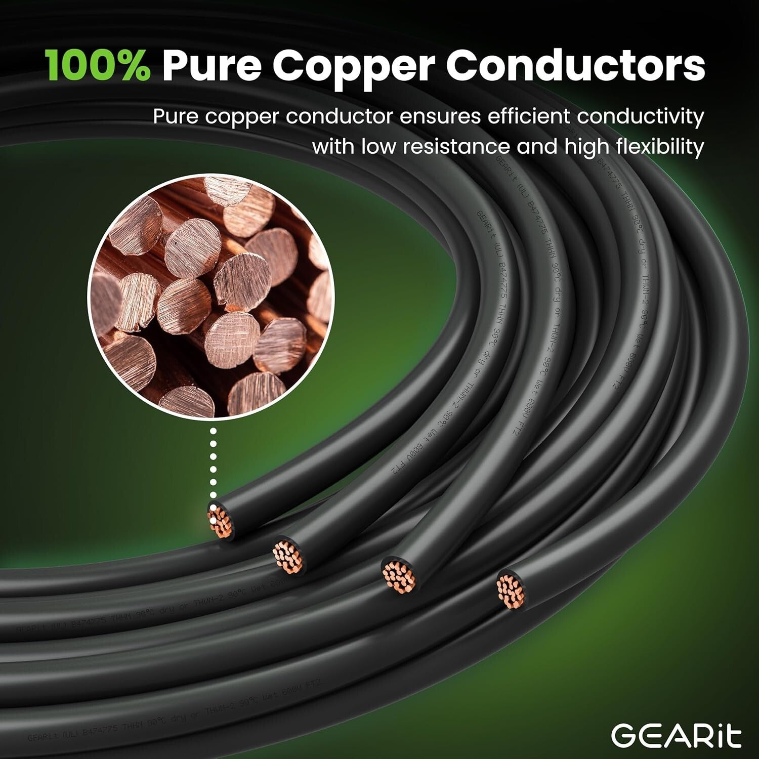 10 AWG Stranded THHN Wire - 200ft Black Copper, UL Listed & RoHS Compliant
