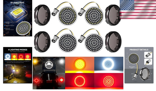 Super Bright 1157 LED Indicator Lights for Harley: Front & Rear Smoke Lens Kit