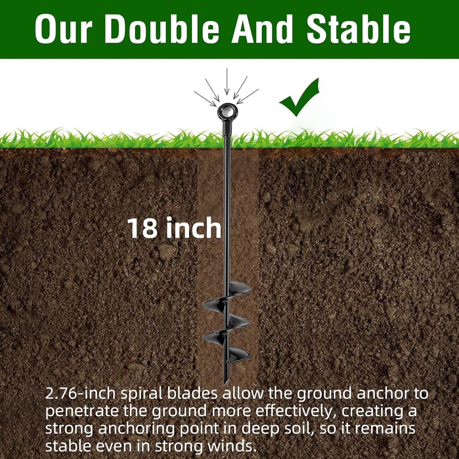 18-Inch Heavy-Duty Earth Anchor Kit - 8 Pack for Secure Outdoor Structures