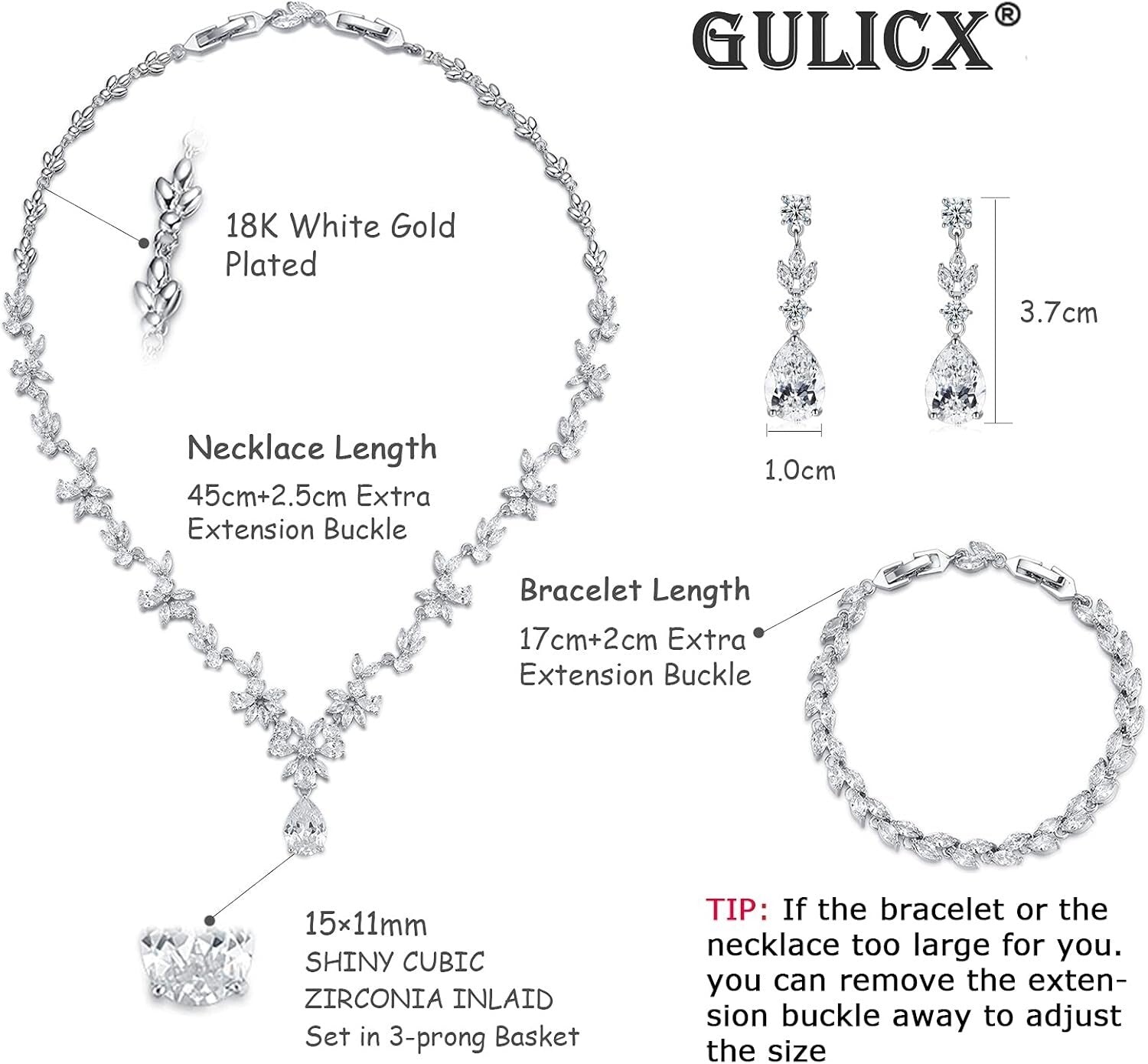 Bridal Jewelry Set for Women: Necklace, Earrings & Bracelet for Special Events