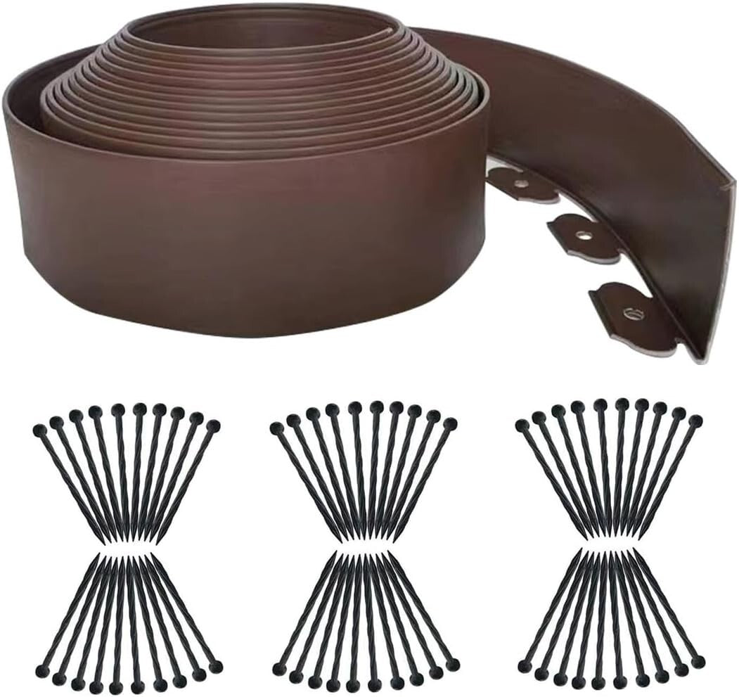 66FT Flexible Brown Garden Edging - Extra Tall 4IN for Stylish Lawn Borders