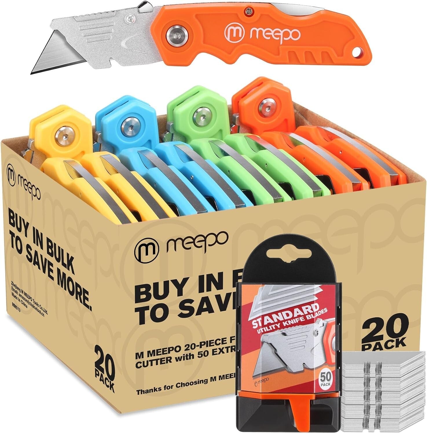 Professional Utility Knife 20-Pack - Ideal for Heavy Duty and DIY Projects