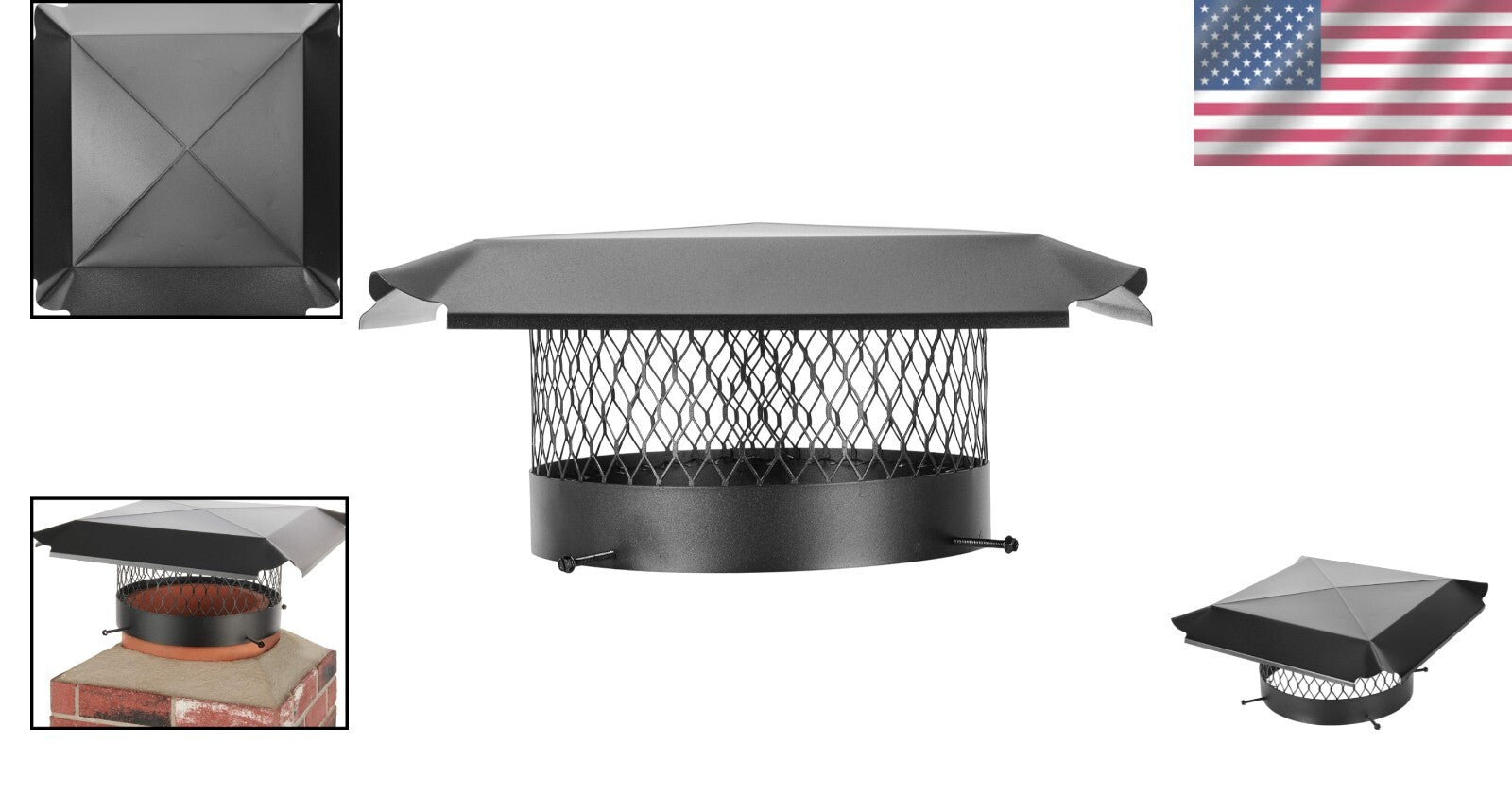 Elegant Black Chimney Cap - 12" Round for Masonry; 7-Year Limited Warranty