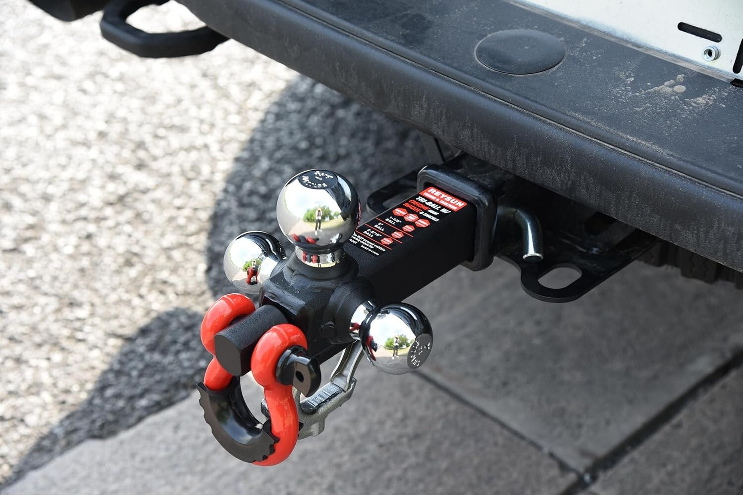 Rotatable Tow Shackle Tri-Ball Hitch - Heavy-Duty with 2" Receiver Compatibility