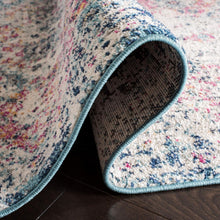 Load image into Gallery viewer, 4' Round Navy/Teal Boho Floral Medallion Rug - Stain Resistant &amp; Non-Shedding