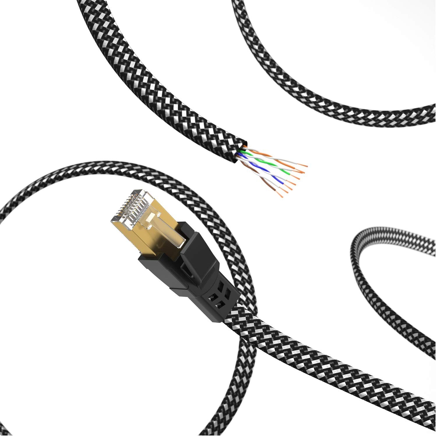 Ultra-Durable 7 FT Cat 8 Ethernet Cable 5-Pack - High-Speed Connectivity for All