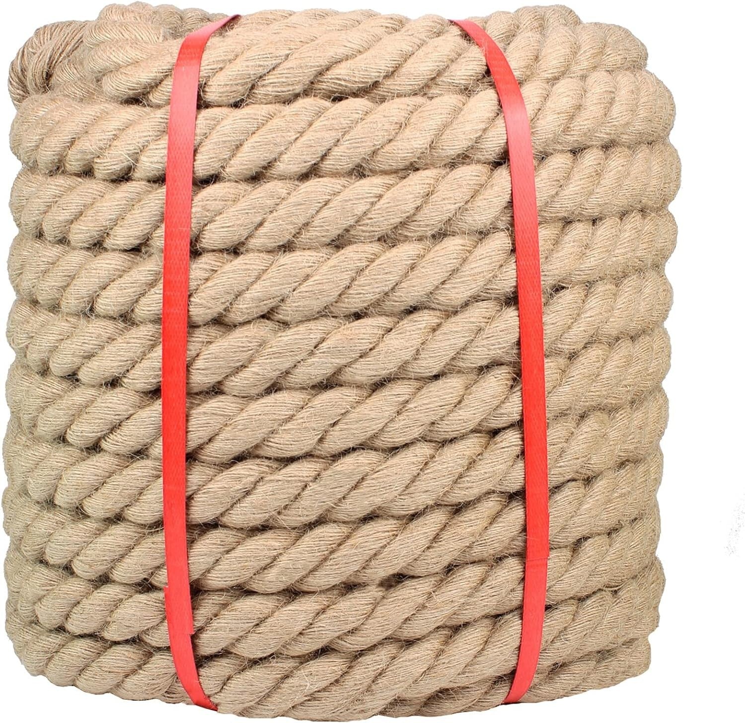 Heavy-Duty 1-1/4 Inch x 100 Ft Manila Rope - Sturdy for Marine, Camping & Decor