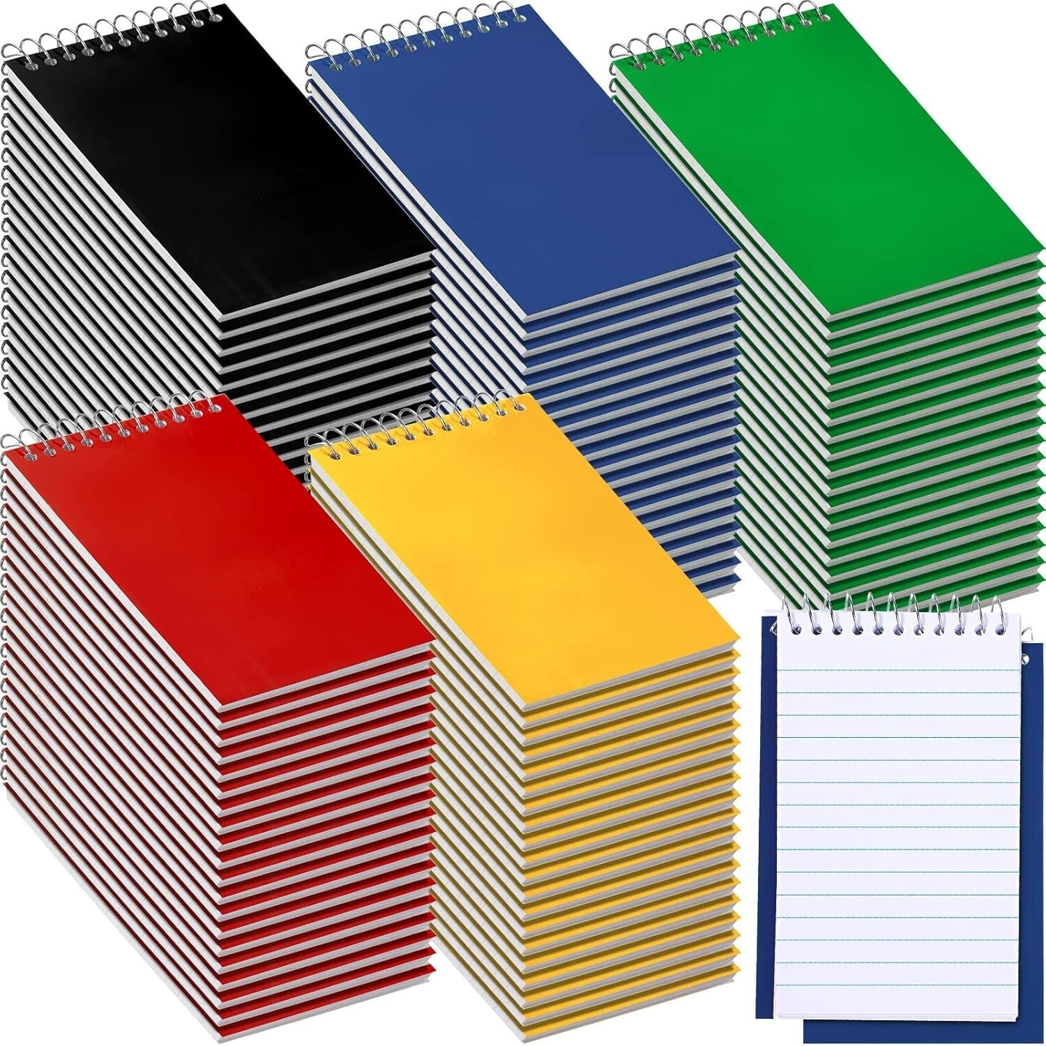 Durable Spiral Top Note Pads - 100 Bulk 3x5 Inch Mini Notebooks for Easy Writing