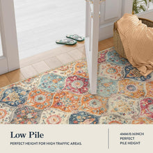 Load image into Gallery viewer, Soft Cream/Multi Vintage Runner Rug, Ideal for Kitchen &amp; Bathroom Spaces