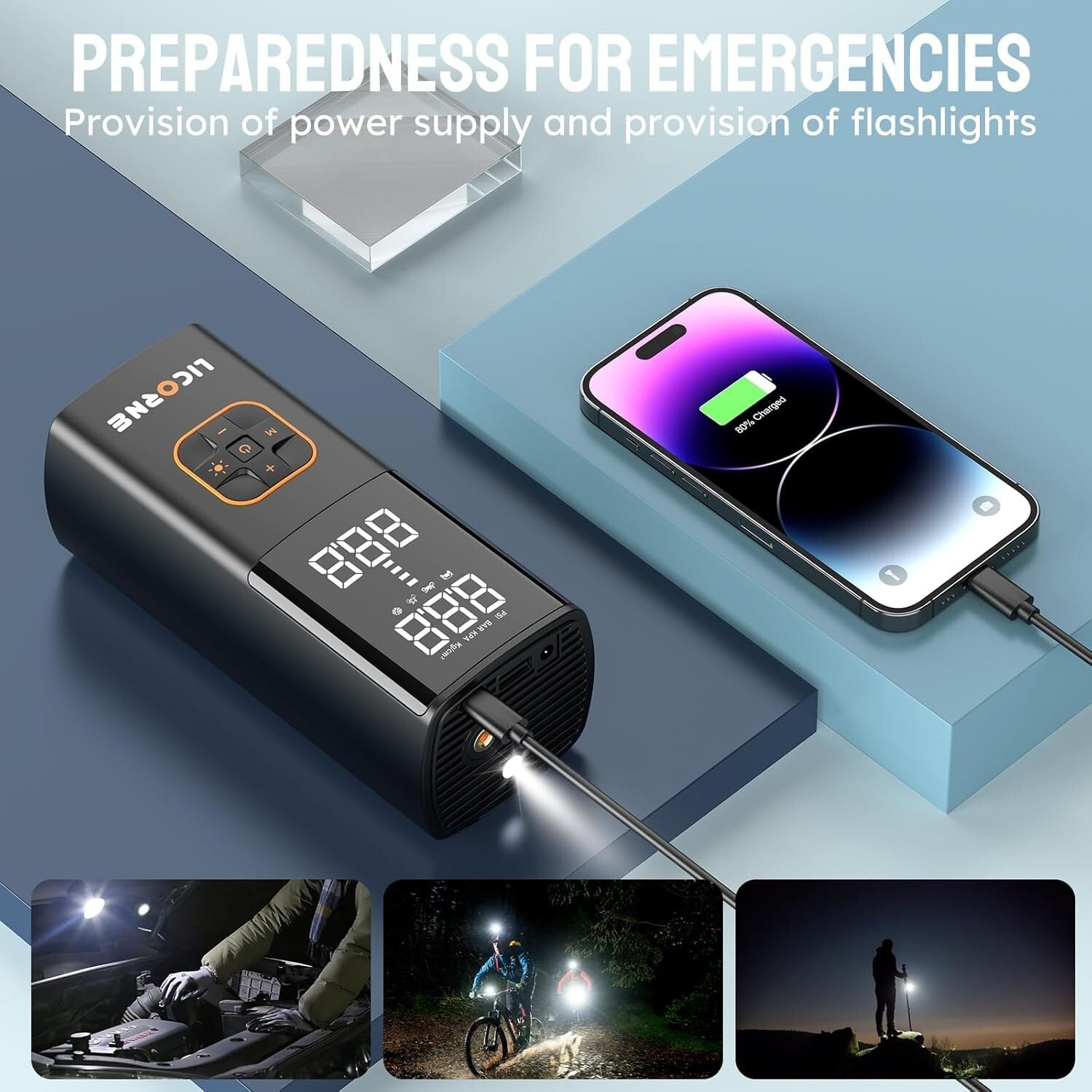 Rechargeable Tire Inflator with Digital Gauge - Ideal for Cars & Sports Balls