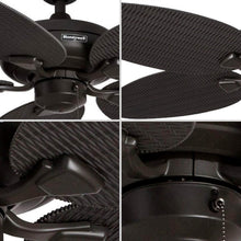 Load image into Gallery viewer, Energy Efficient 52-Inch Damp Rated Ceiling Fan with Hand-Carved Tropical Blades