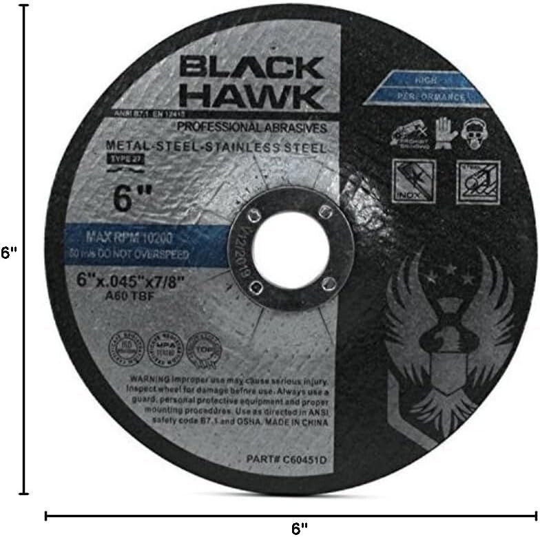 Coarse Grit Depressed Center 6” Cut Off Wheels - 25 Discs for Angle Grinders