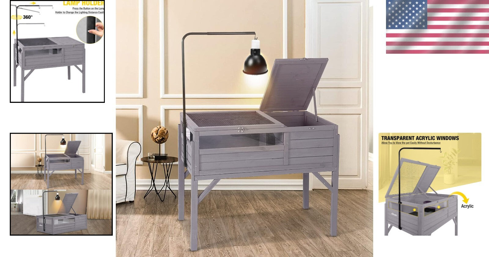 Spacious Wooden Tortoise House with Detachable Legs and Multifunctional Design