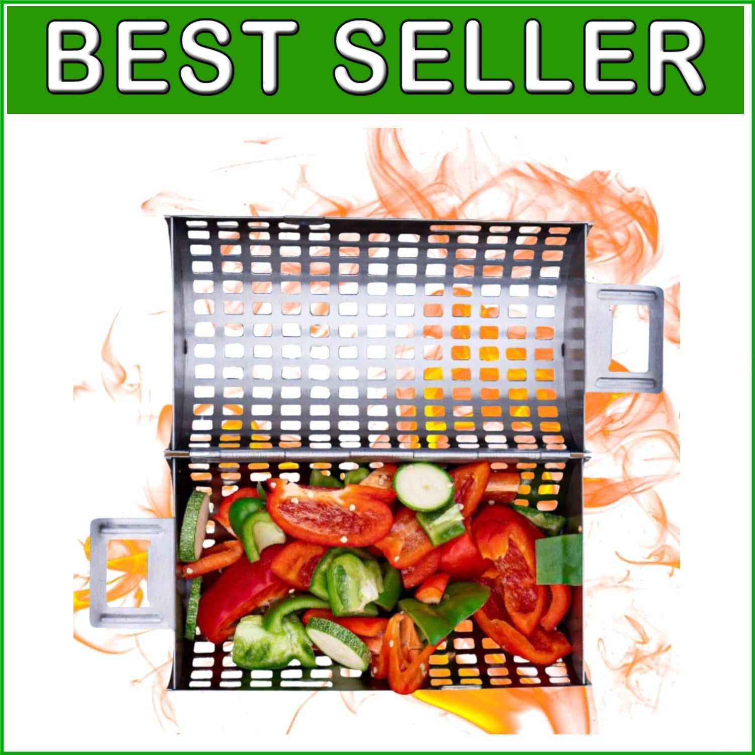 Effortless Grilling: Large Capacity Stainless Steel Basket with Snap-Lid Design