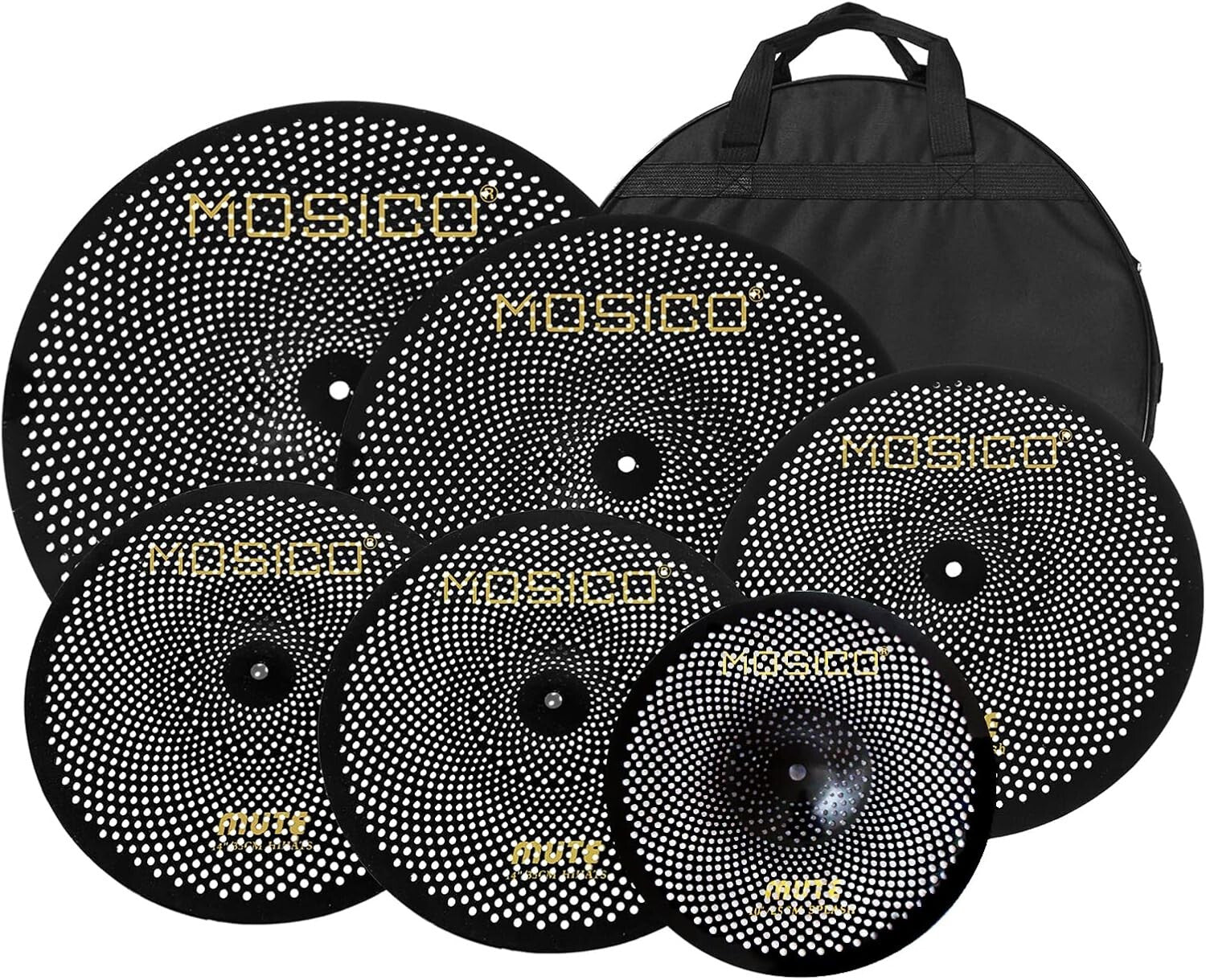 Complete Low Volume Cymbal Set for Drummers: 6 Pieces with Drum Bag Included
