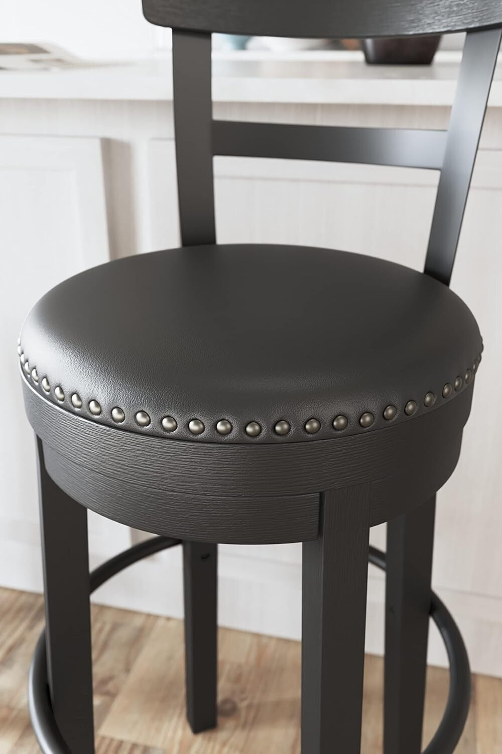 Rustic-Inspired 360° Swivel Barstool - 43.25" Height with Nailhead Trim