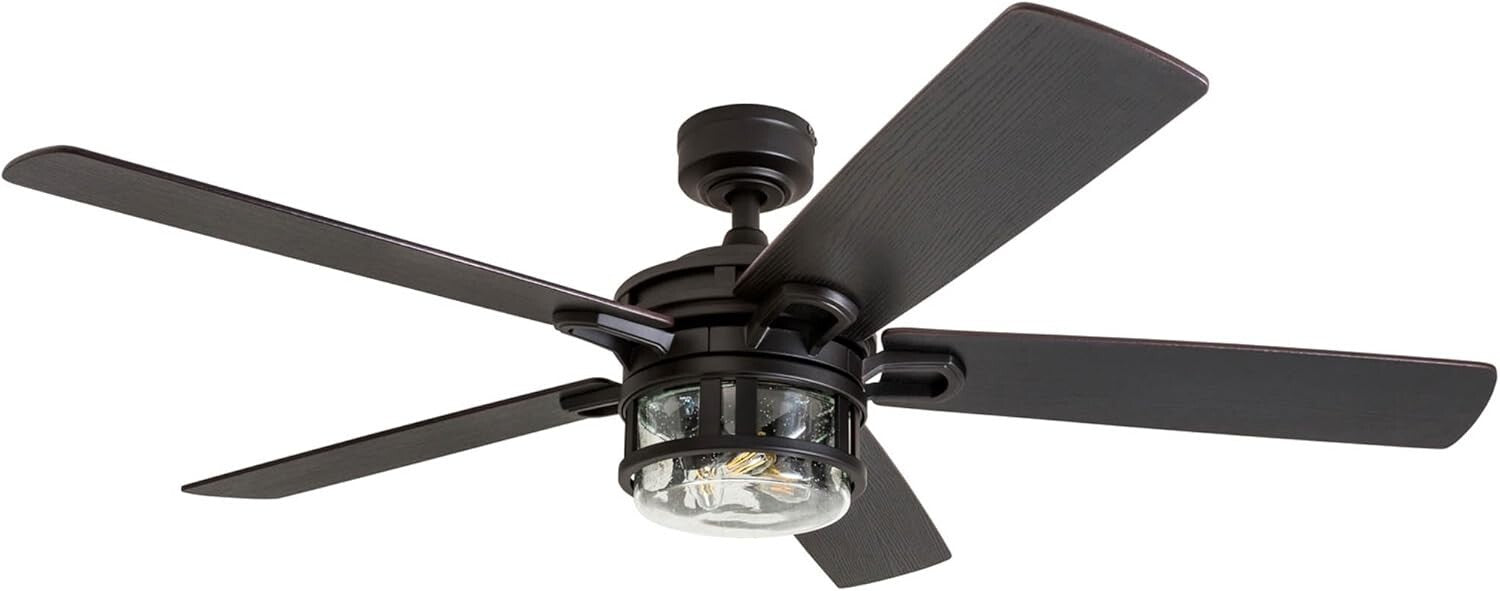 Stylish 52 Inch Ceiling Fan with LED Light - Matte Black & Brown Pine Finishes